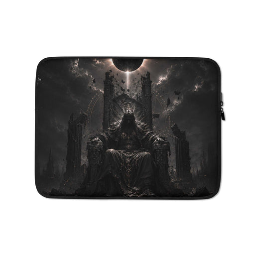 Eclipse Monarch laptop sleeve with dark fantasy design, padded protection, faux fur interior, and water-resistant material