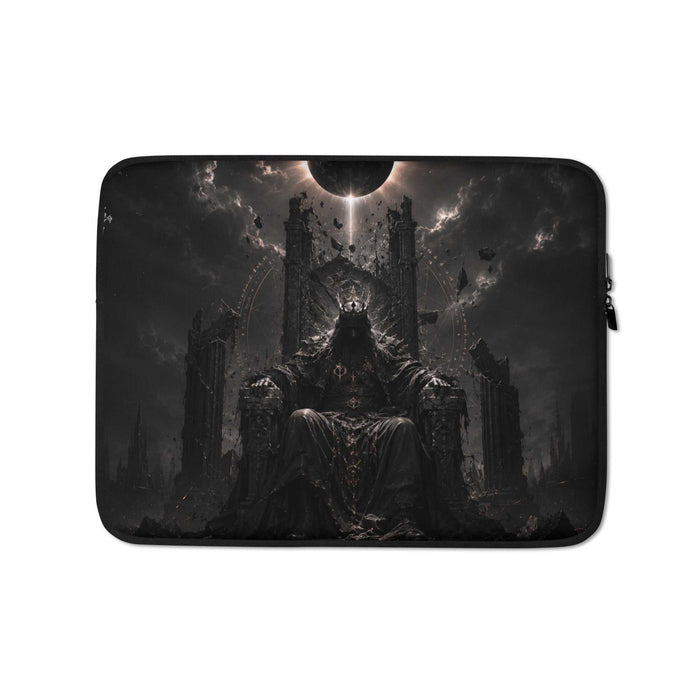 Eclipse Monarch laptop sleeve with dark fantasy design, padded protection, faux fur interior, and water-resistant material