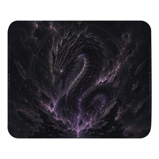 Void Dragon mouse pad with cosmic dragon emerging, astral energy, and dark aesthetic design for precise gaming and work setup