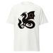 White classic tee with black cosmic eclipse dragon design, dark fantasy streetwear style