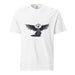 Fallen Seraph garment-dyed heavyweight tee with minimalist fallen angel design, black wings, and broken halo on soft vintage cotton fabric.