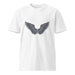 Black premium tee with minimalist fallen wings design on chest symbolizing freedom and rebirth
